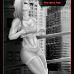 Digital art comicbook cover. There's a woman who is looking at the sky while leaning to a railing. She is holding a necklace in her hand. There are skyscrapers in the background. The chapter title is:"How much love".