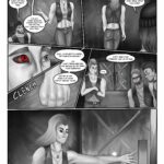 Digital art comicbook page. First panel, Sif and Jorgen are continuing their coversation: Jorgen: You wanna talk about it? Sif: I'm fine really. It was just a few scavs, nothing I couldn't handle. Jorgen: Scavs can still be very nasty, vinur (friend in icelandic). Sif: I am not a baby anymore Jorgen. Night City may push me, but I can also push back hard. Second panel, Sif walks away from Jorgen. Sif: I'm going to see the chieftain now. Catch you later. Jorgen: Okay, vinur. Catch you later! Third panel and fourth panel, close up of Sif's face and clenched fist. Some fellow thugs are commenting her arrival: Well, look who's coming... The princess herself. Oh, I don't know whether you should go in there, your highness. They're in the middle of some pretty heated talks. Fifth panel: Sif spits back at the three thugs who are almost blocking the hallway: Don't need your opinions. Out of my way. The cybered up thugs step out of her way and one of them scoffs at her. Sixth panel: Sif walks through the door with a brave face.