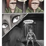 Digital art comic. In the first and second panels the thug leader enters the room with a puzzled expression but it turns into pity. A woman's voice yells: "come back here! Don't leave me damnit!". The thug leader says: "you gonk". The woman turns around and gasps in the third panel. In the last panel the thug leader confronts the woman who was yelling out of a window and he says: "Looks like it's the end for you".